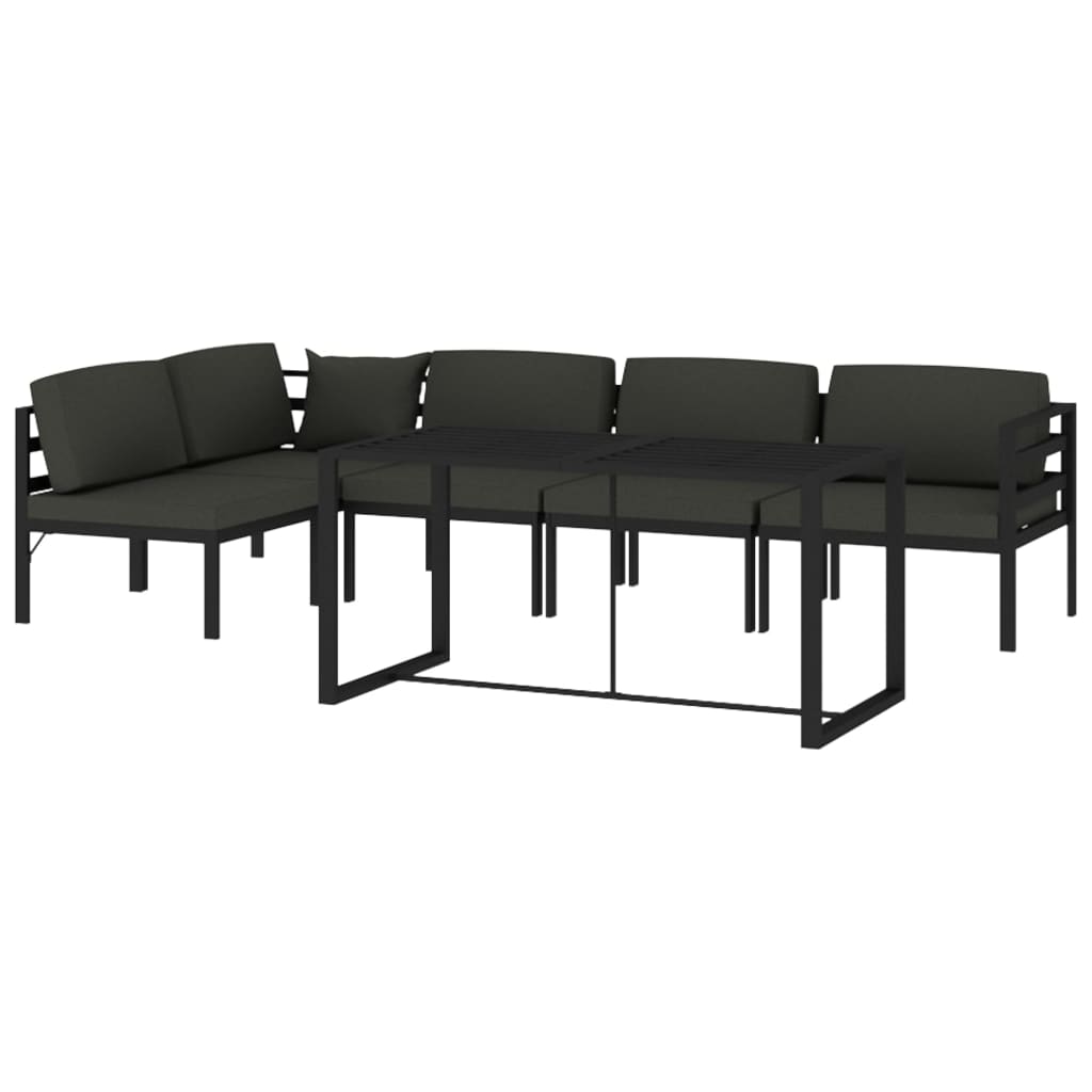 vidaXL 6-delige Loungeset met kussens aluminium antracietkleurig afbeelding