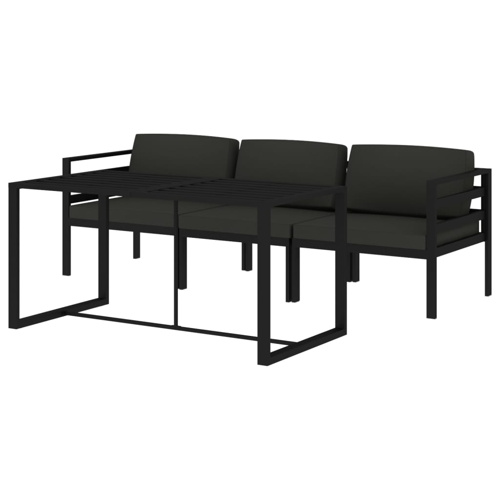 vidaXL 4-delige Loungeset met kussens aluminium antracietkleurig afbeelding