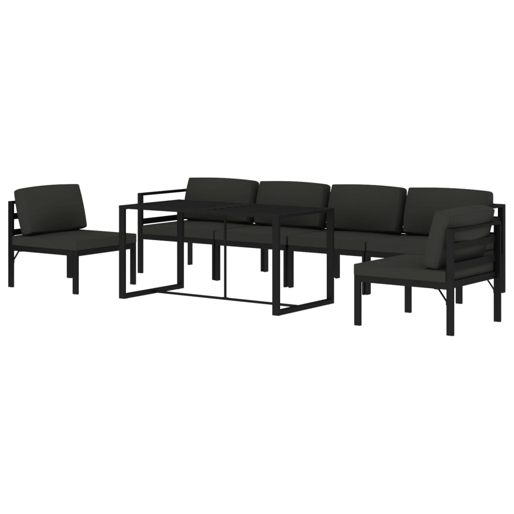 vidaXL 7-delige Loungeset met kussens aluminium antracietkleurig afbeelding