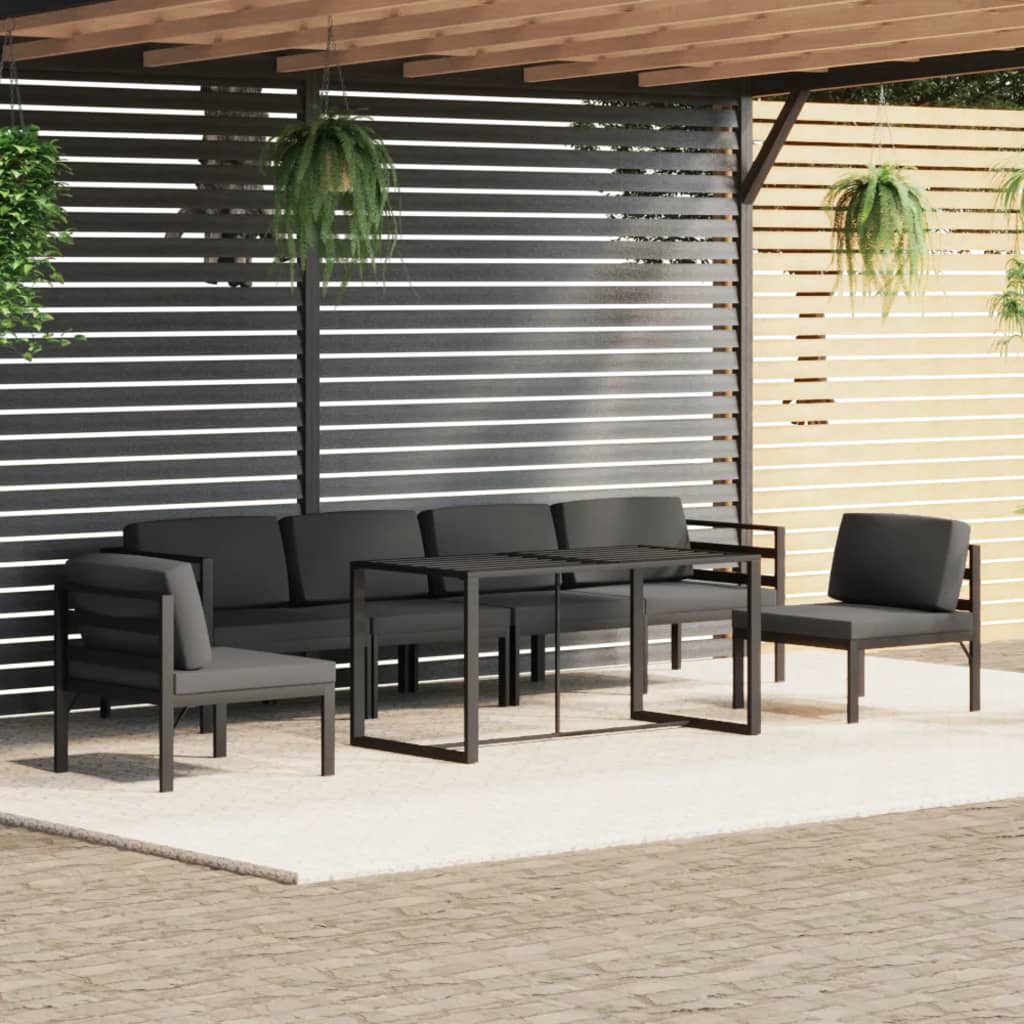 vidaXL Set mobilier de grădină cu perne, 7 piese, antracit, aluminiu