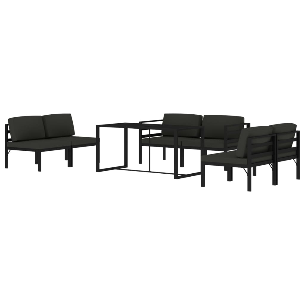 vidaXL 7-delige Loungeset met kussens aluminium antracietkleurig afbeelding