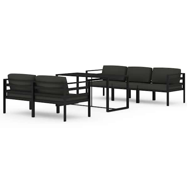 vidaXL 6-osaline aiadiivanikomplekt patjadega, alumiinium, antratsiit
