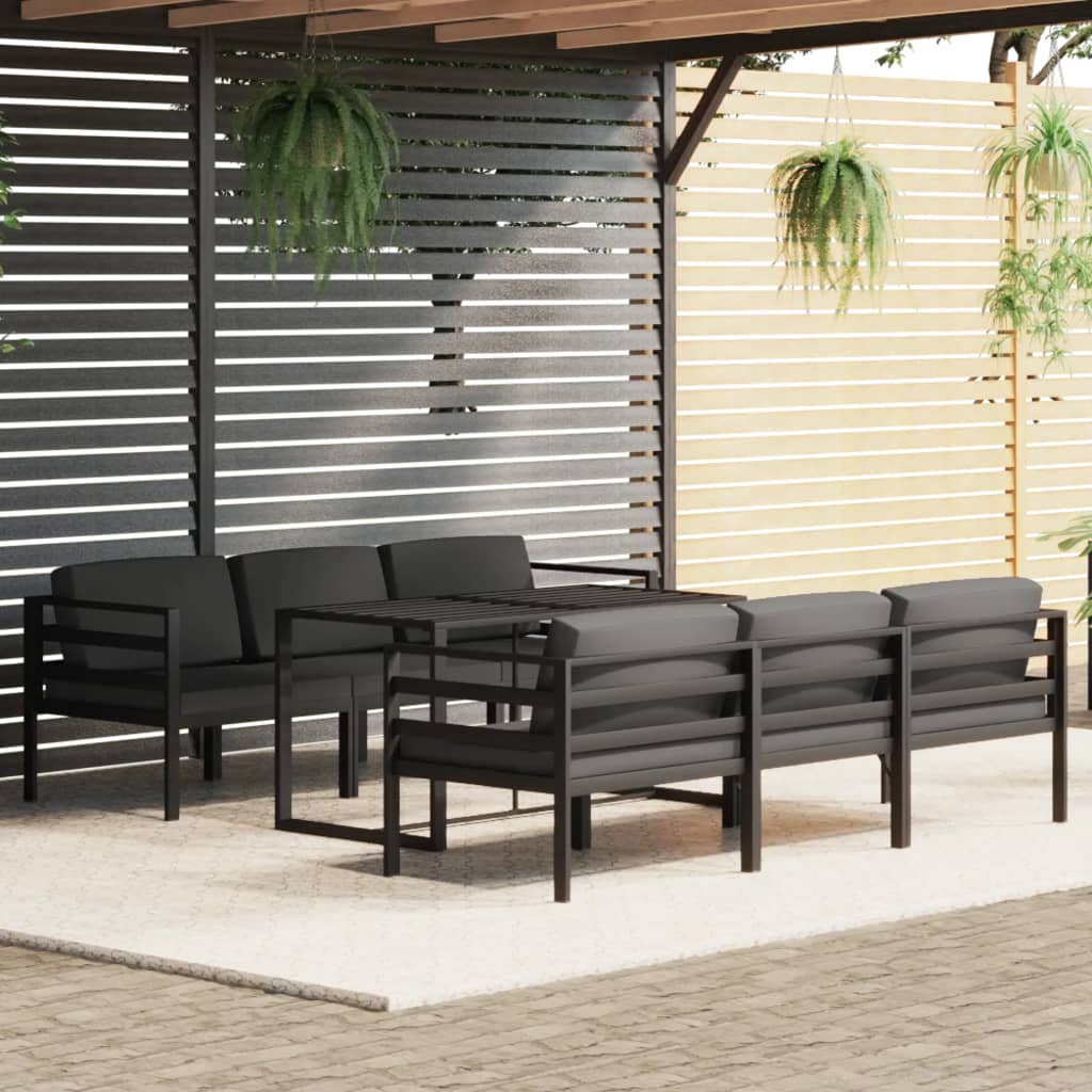 vidaXL 7-tlg. Garten-Lounge-Set mit Kissen Aluminium Anthrazit