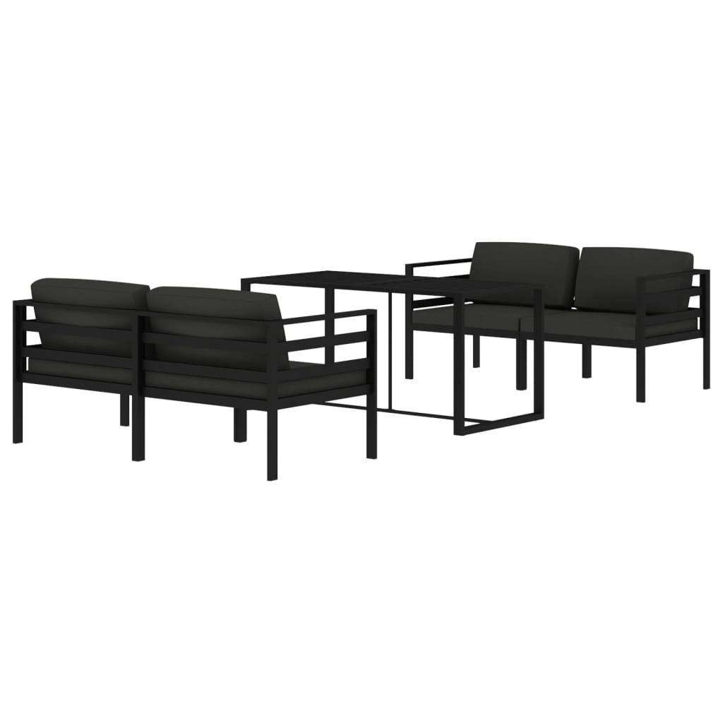 vidaXL 5-delige Loungeset met kussens aluminium antracietkleurig afbeelding