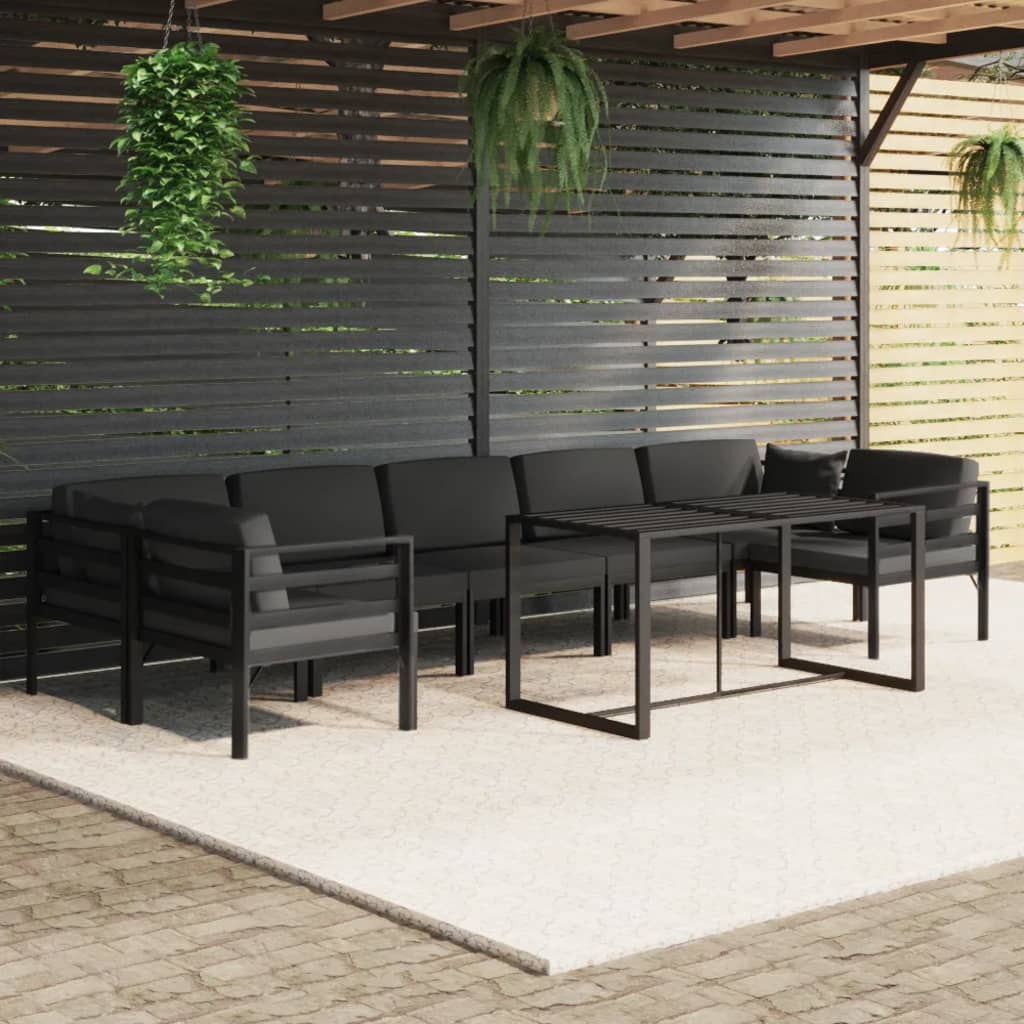 vidaXL Salon de jardin 8 pcs avec coussins Aluminium Anthracite