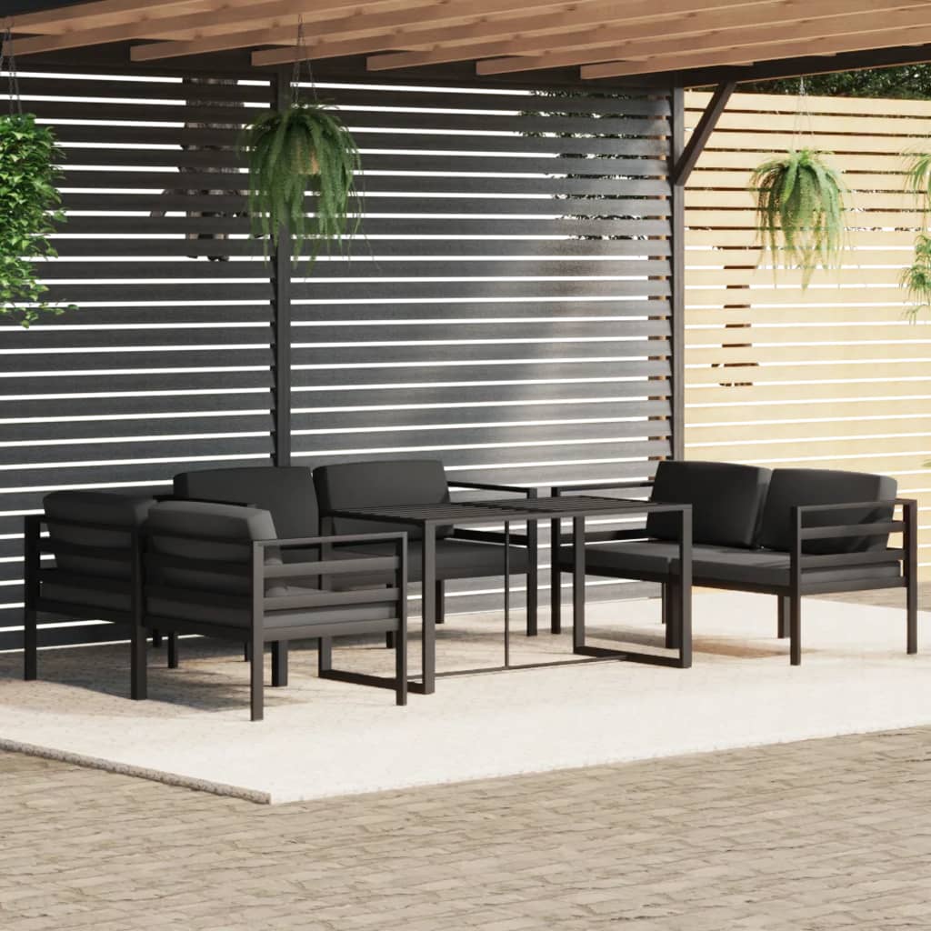 vidaXL 7-tlg. Garten-Lounge-Set mit Kissen Aluminium Anthrazit