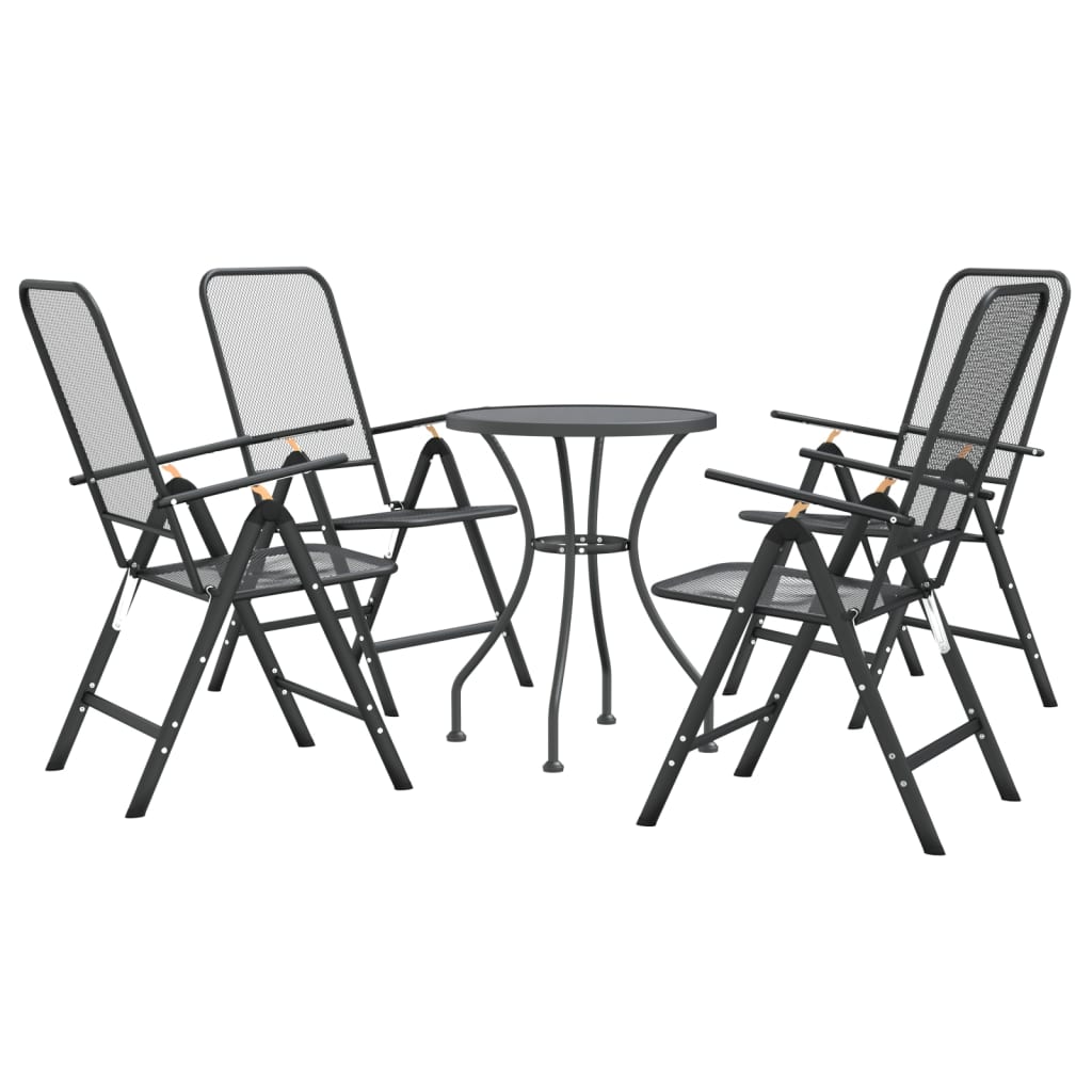Zestaw mebli ogrodowych - antracytowy, metalowa siatka, 60x72 cm, 4 krzesła