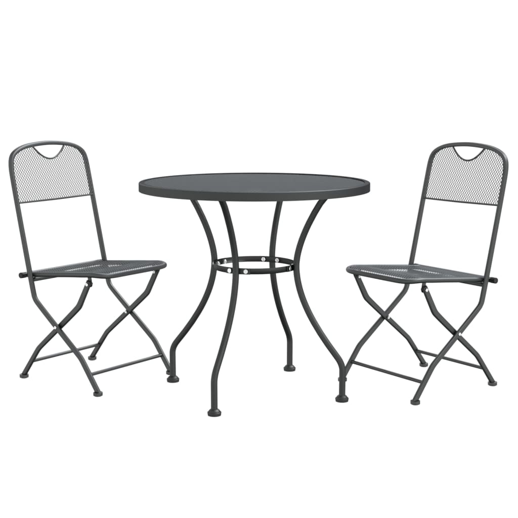Zestaw mebli ogrodowych - Stół + 2 krzesła (Antracyt)