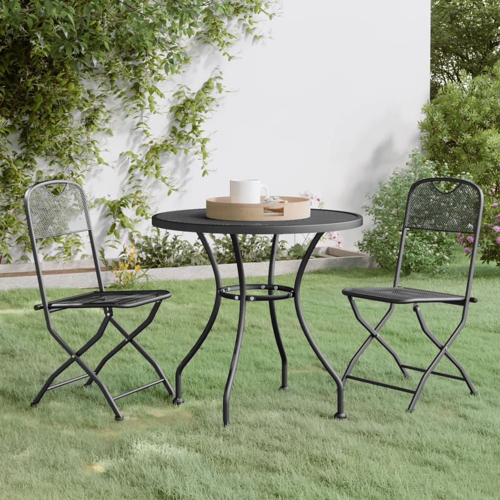 vidaXL Set mobilier grădină 3 piese antracit plasă metalică expandată
