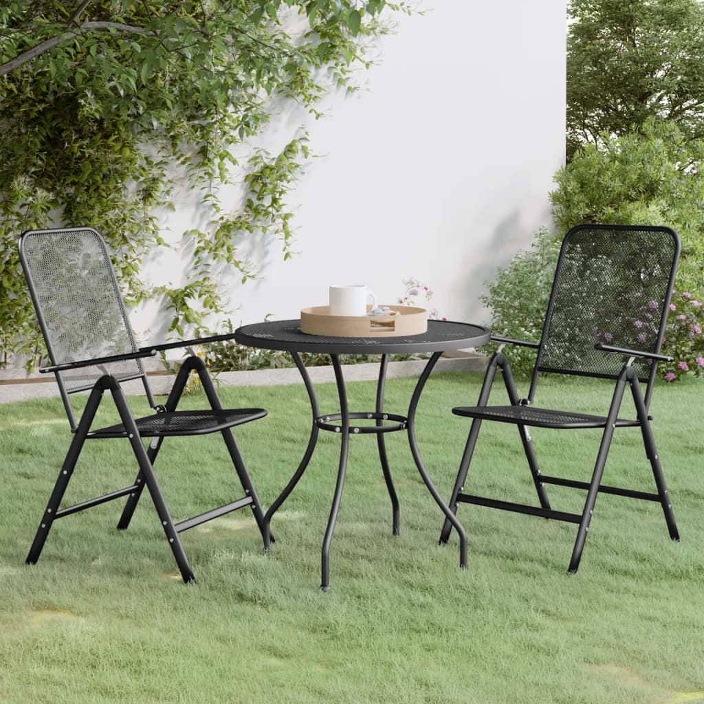 Mobilier à dîner de jardin 3 pcs Maille Métal Anthracite