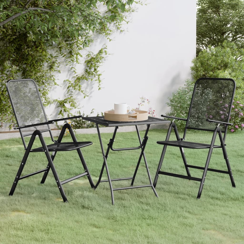 vidaXL Set mobilier grădină 3 piese antracit plasă metalică expandată