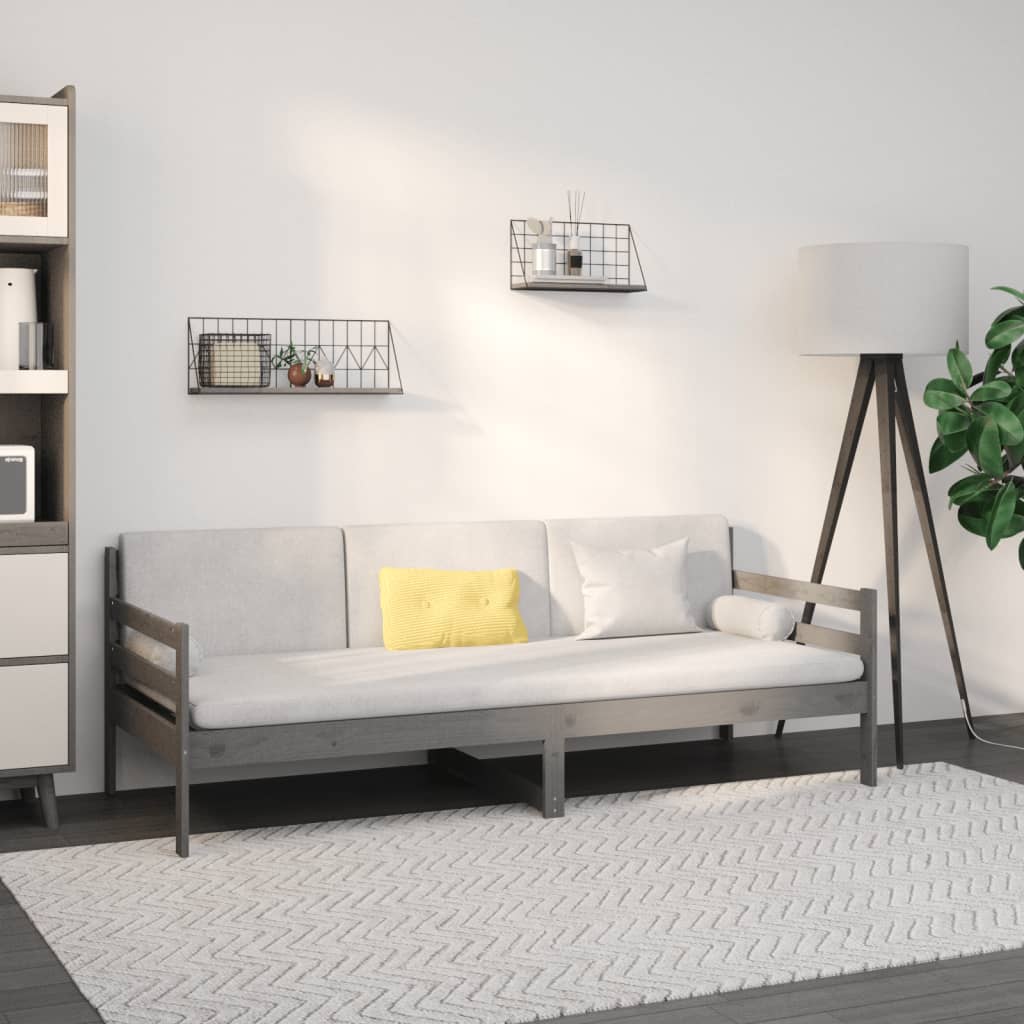 Lit de jour Gris 90x190 cm Bois de pin massif