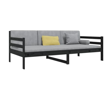vidaXL Day Bed without Mattress Black 90x190cm Solid Wood Pine