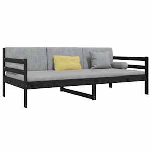 vidaXL Day Bed without Mattress Black 90x190cm Solid Wood Pine
