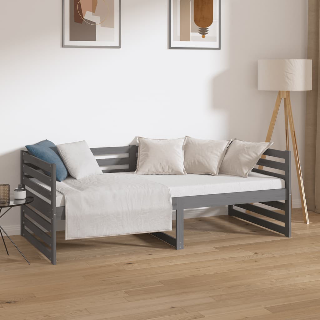 vidaXL daybed 90x190 cm massivt fyrretræ grå