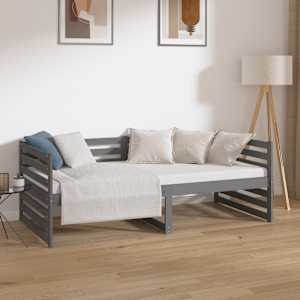 vidaXL Καναπές Κρεβάτι Γκρι 90 x 190 εκ. από Μασίφ Ξύλο Πεύκου