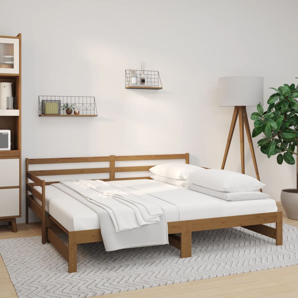 Výsuvná postel medově hnědá 2x (90 x 190 cm) masivní borovice