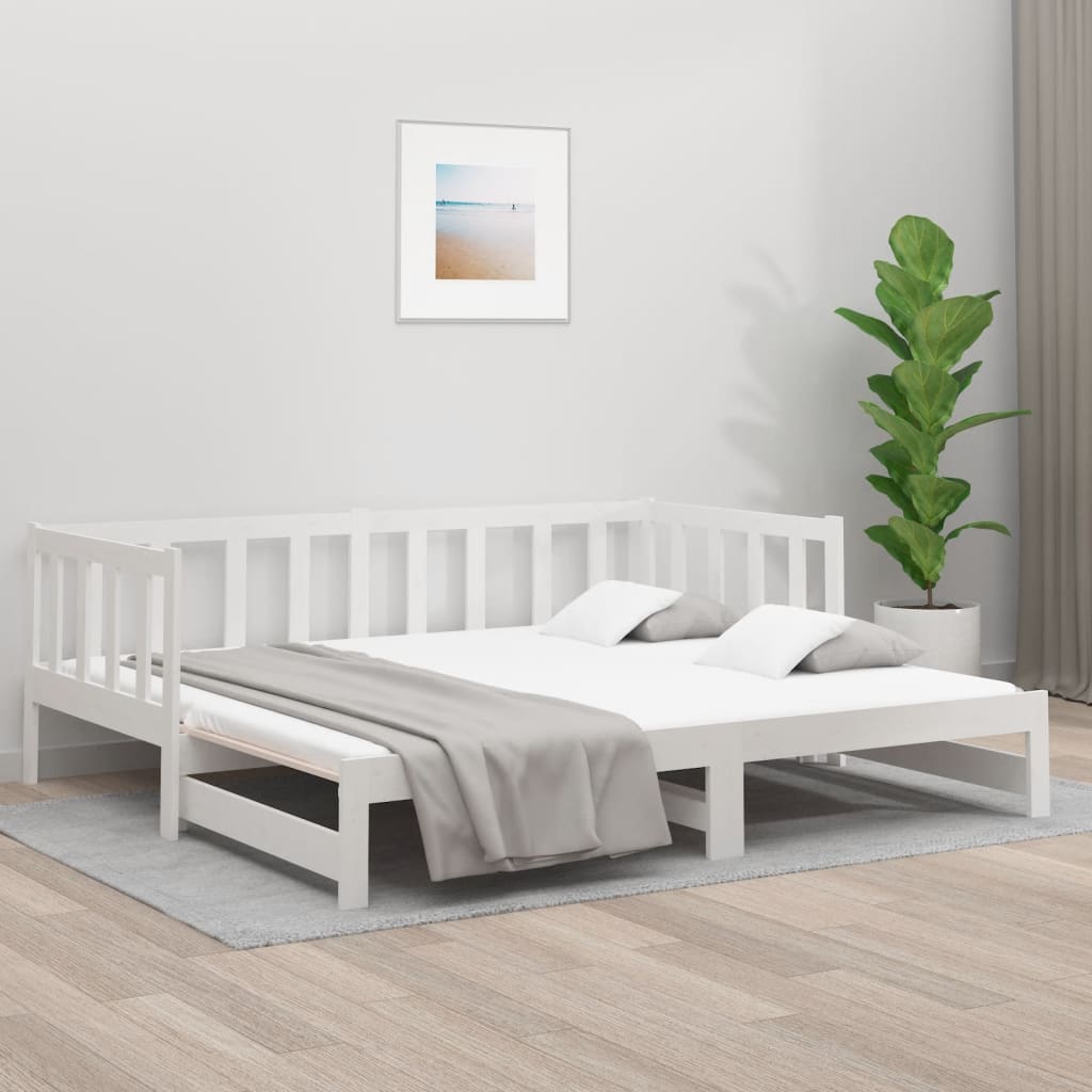 Tagesbett Ausziehbar Weiß 2x(90×190) cm Massivholz Kiefer kaufen