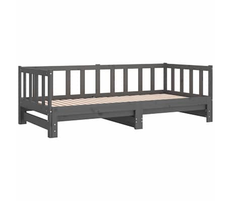 vidaXL Uttrekkbar dagseng gr&aring; 2x(90x190) cm heltre furu