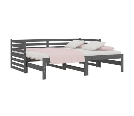 vidaXL I&scaron;traukiama lova, pilka, 2x(90x190)cm, pu&scaron;ies medienos masyvas