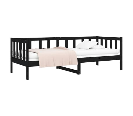 vidaXL Lit de jour sans matelas noir 80x200 cm bois de pin massif