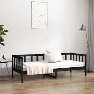 Válenda černá 80 x 200 cm masivní borové dřevo - obrázek 4