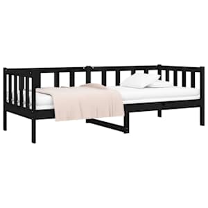 vidaXL Lit de jour sans matelas noir 80x200 cm bois de pin massif