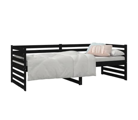 vidaXL Day Bed without Mattress Black 80x200cm Solid Wood Pine