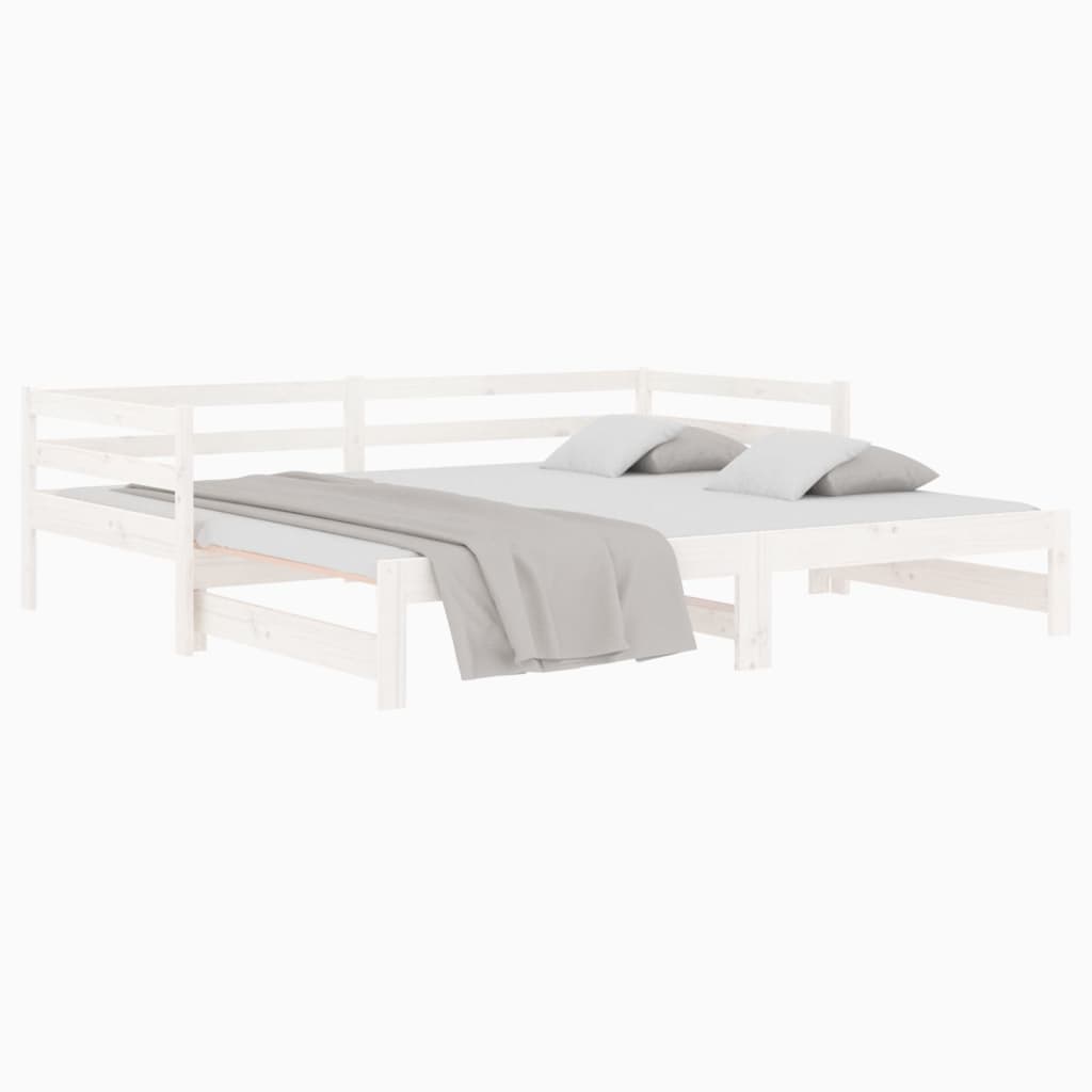 vidaXL Rozkladacia denná posteľ biela 2x(80x200) cm borovicový masív