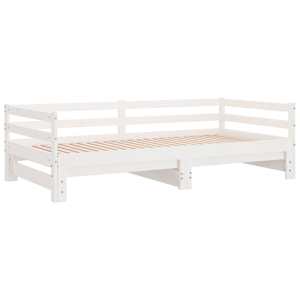 Rozkládací denní postel bez matrace bílá 80x200 cm - obrázek 3
