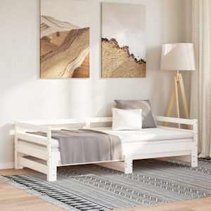 Rozkládací denní postel bez matrace bílá 80x200 cm - obrázek 1