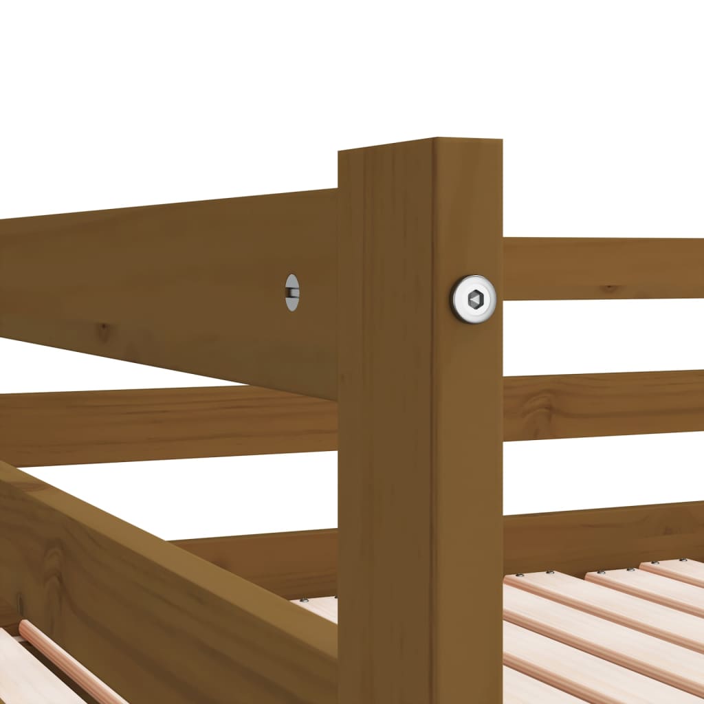 mézbarna tömör fenyőfa kihúzható kanapéágy 2 x (80 x 200) cm