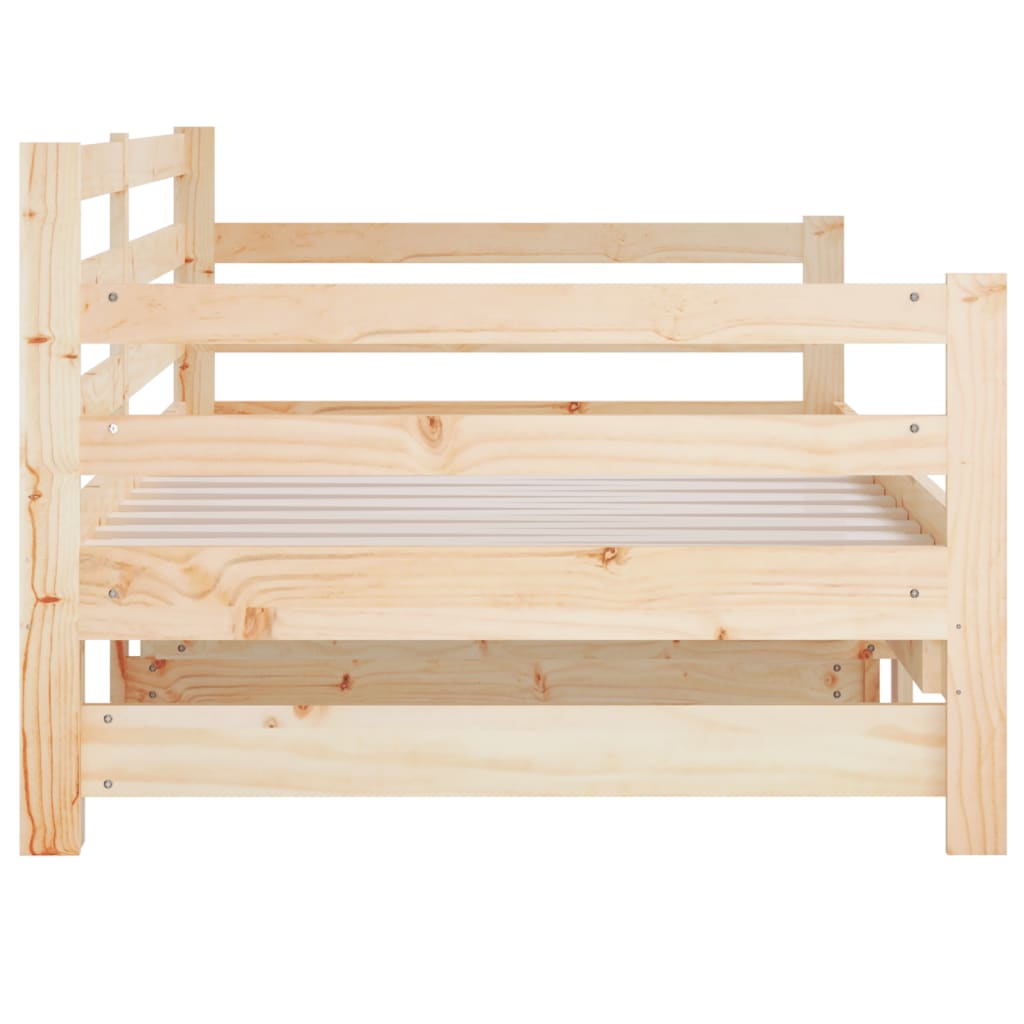 Pat de zi extensibil, 2x(80x200) cm, lemn masiv de pin