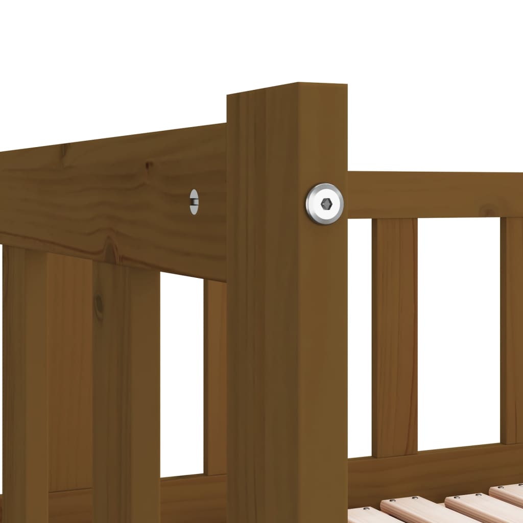 Pat de zi extensibil maro miere 2x(80x200) cm lemn masiv de pin