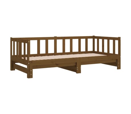 vidaXL I&scaron;traukiama lova, medaus ruda, 2x(80x200)cm, pu&scaron;ies masyvas
