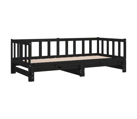 vidaXL Tagesbett Ausziehbar Schwarz 2x(80x200) cm Massivholz Kiefer