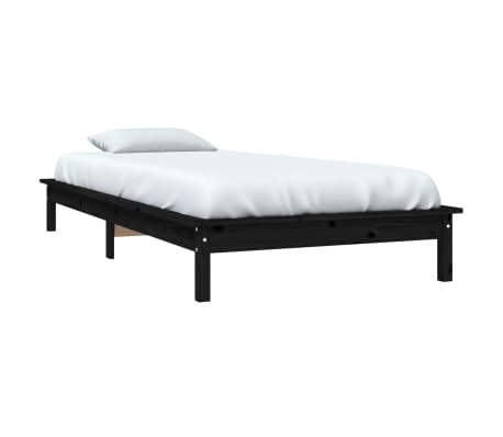 vidaXL Sengeramme svart 90x200 cm heltre furu