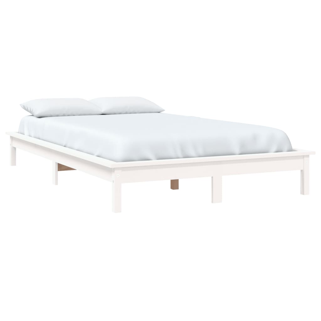vidaXL Bedframe massief grenenhout wit 140x200 cm afbeelding