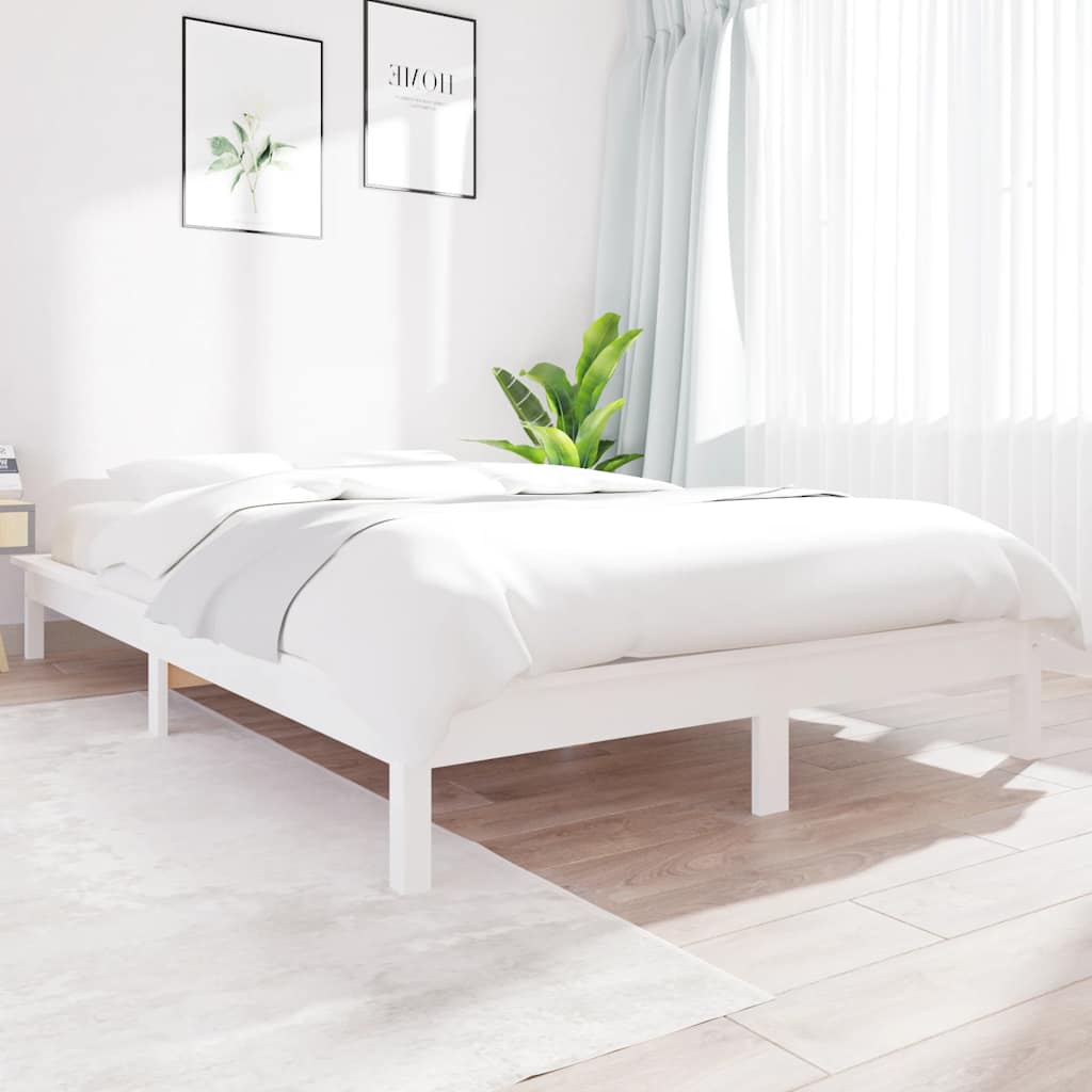 vidaXL Rama ��ka, bia�a,140 x 200 cm, lite drewno sosnowe