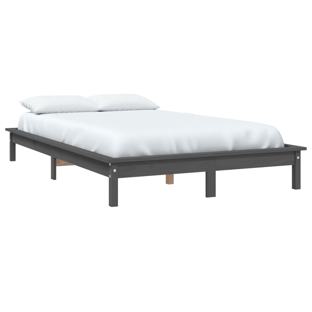 

vidaXL Bedframe massief grenenhout grijs 150x200 cm 5FT King Size