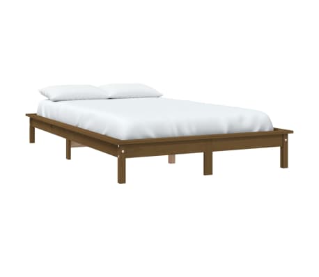 vidaXL Estrutura cama king size 150x200 cm madeira maci&ccedil;a castanho-mel