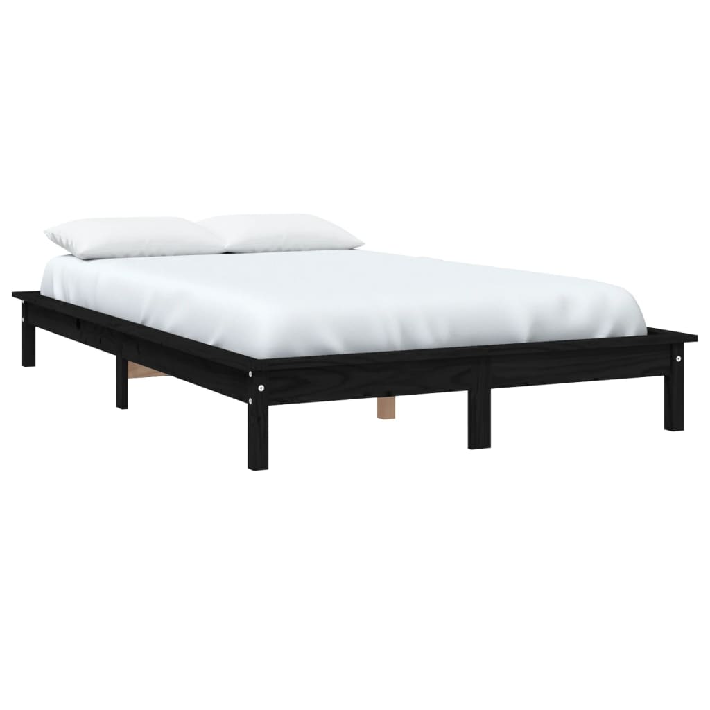vidaXL fekete franciaágy tömör fenyőfa ágykeret 150x200 cm