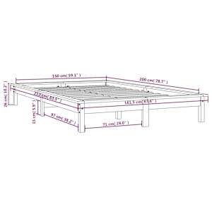 Rám postele černý 150 x 200 cm King Size masivní borovice - obrázek 9