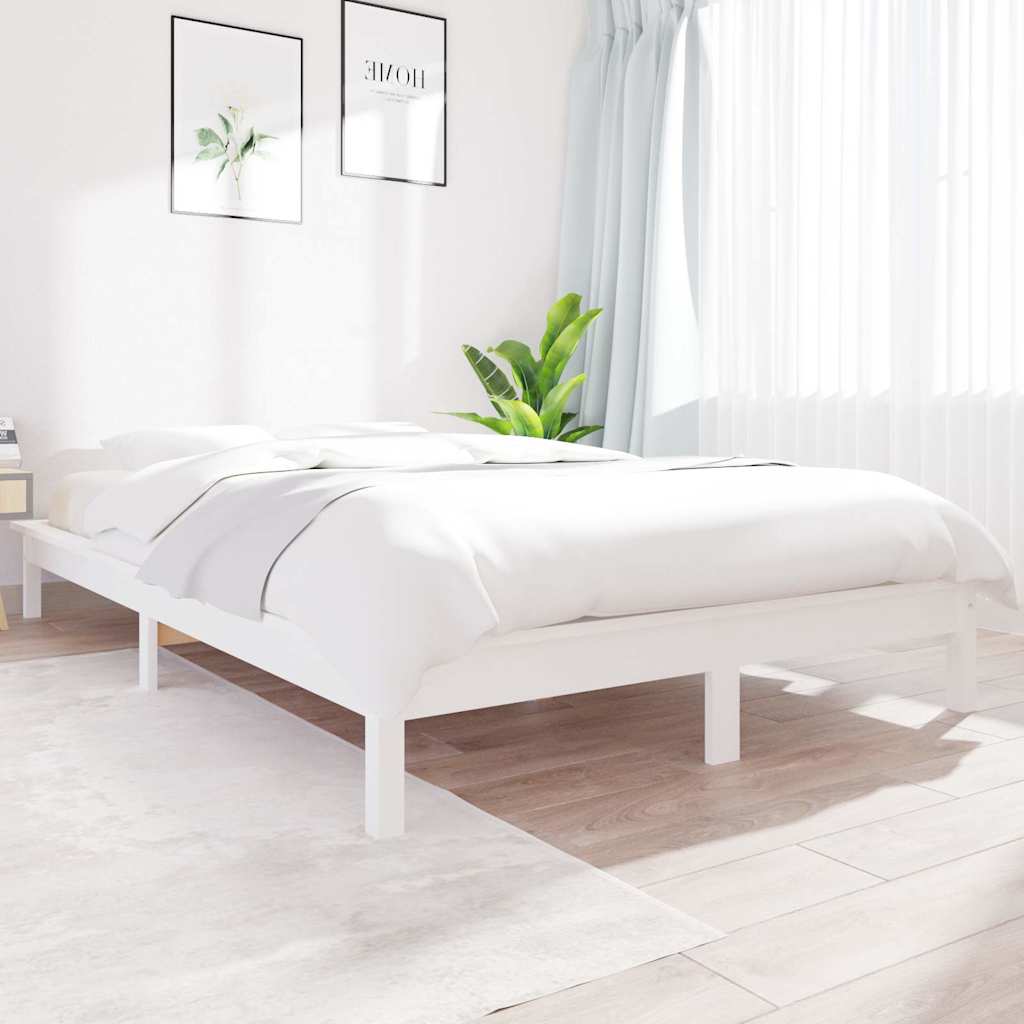 vidaXL Rama ��ka, bia�a, 160 x 200 cm, lite drewno sosnowe