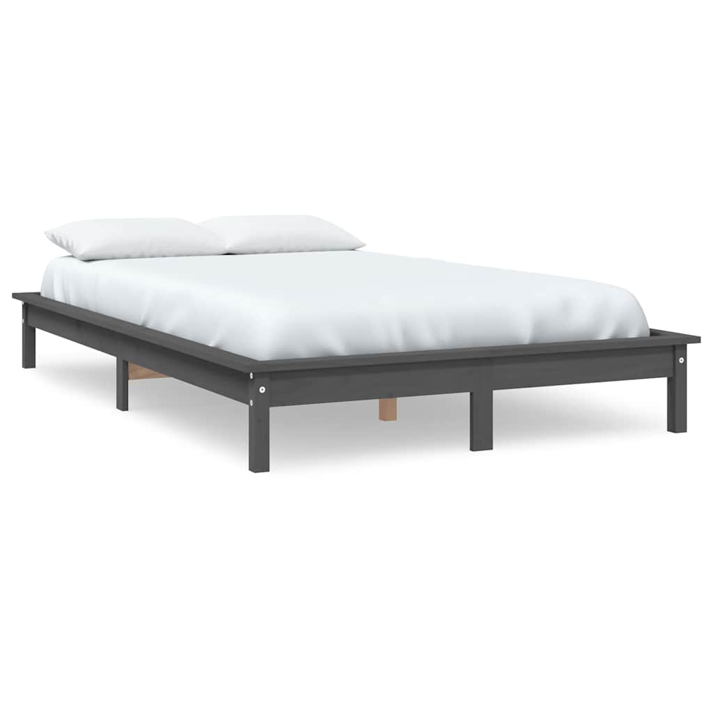 vidaXL Bedframe massief grenenhout grijs 160x200 cm, foto 3