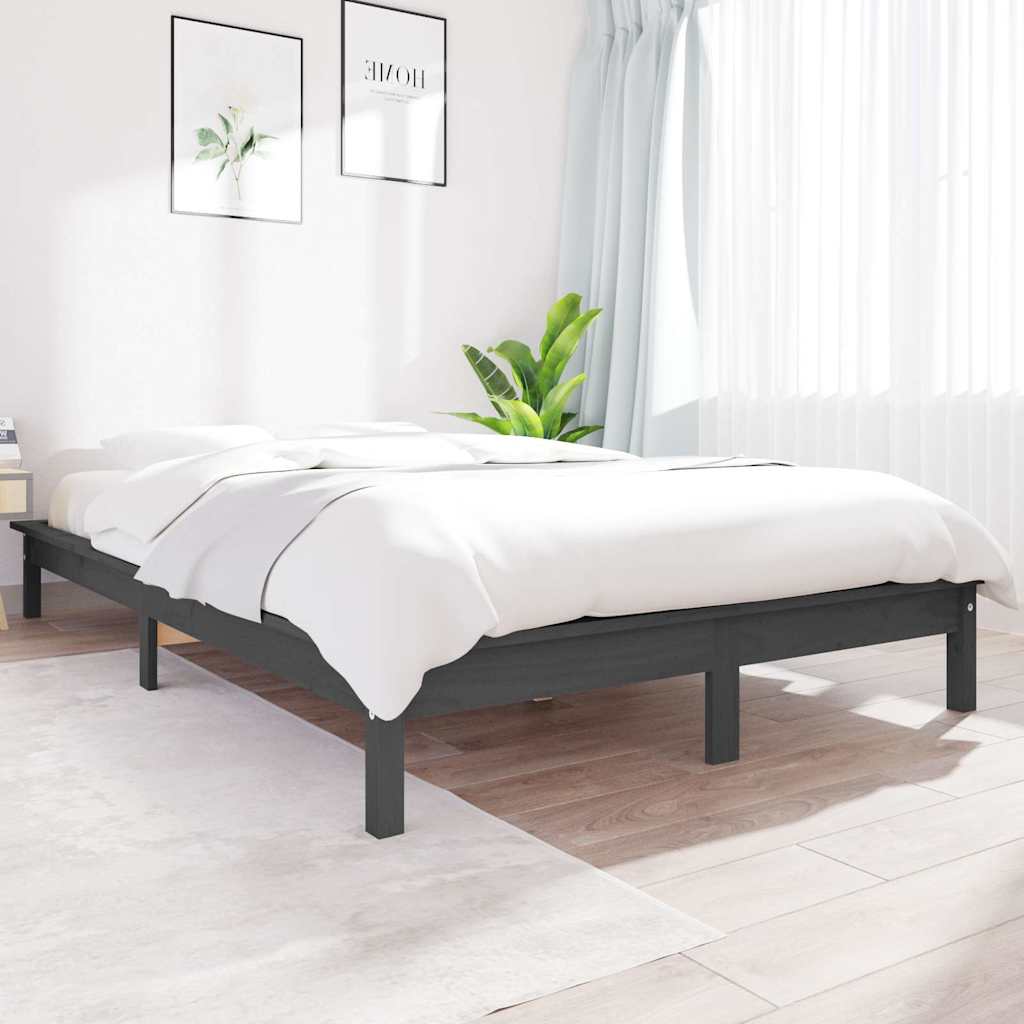 vidaXL Rama ��ka, szara, 160 x 200 cm, lite drewno sosnowe