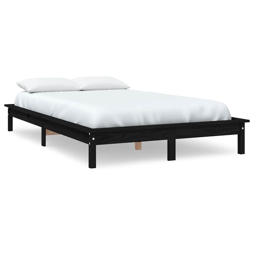vidaXL Bedframe massief grenenhout zwart 160x200 cm, foto 3