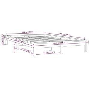 Rám postele černý 180 x 200 cm Super King Size masivní borovice - obrázek 9
