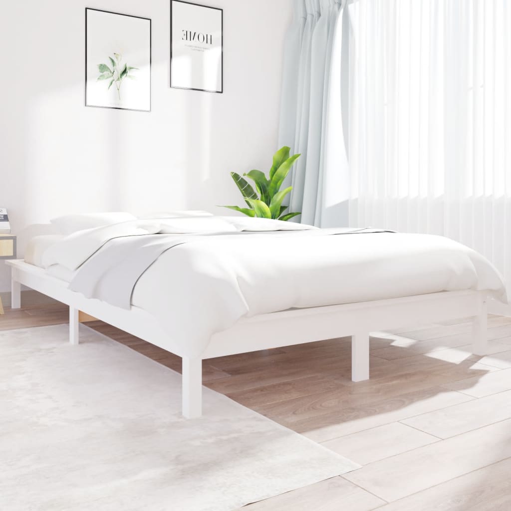 vidaXL Rama ��ka, bia�a, 200 x 200 cm, lite drewno sosnowe