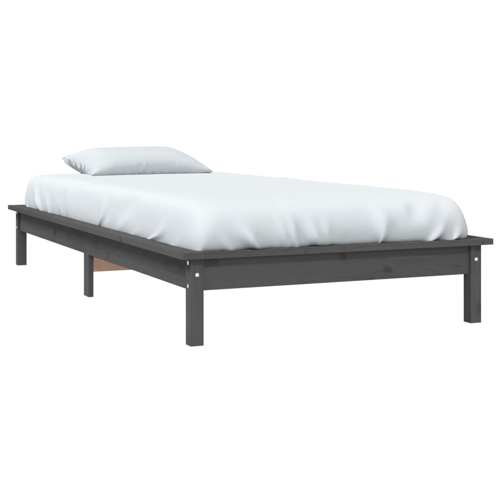 

vidaXL Bedframe massief grenenhout grijs 75x190 cm 2FT6 small single